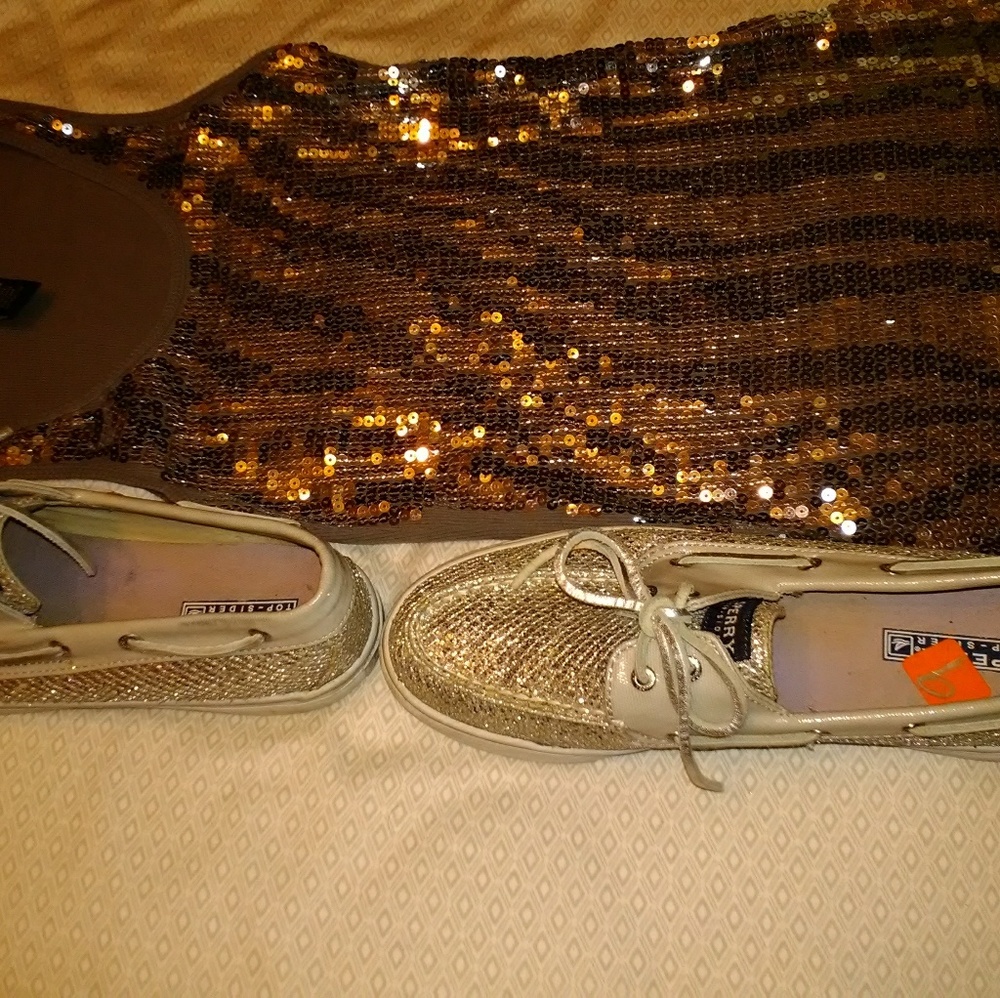 Cute silver glittery Sperry Top-Siders boat shoes